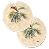 Caroline'S Treasures Palm Tree Set Of 2 Cup Holder Car Coasters 8483Carc, 2.56, Multicolor