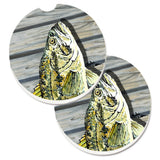 Caroline'S Treasures Fish Bass Small Mouth Set Of 2 Cup Holder Car Coasters 8493Carc, 2.56, Multicolor