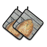 Caroline'S Treasures Fish Flounder Pair Of Pot Holders 8495Pthd, 7.5Hx7.5W, Multicolor