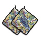 Caroline'S Treasures Crab All Over Pair Of Pot Holders 8512Pthd, 7.5Hx7.5W, Multicolor
