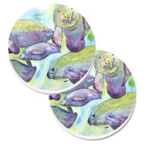 Caroline'S Treasures Manatee Set Of 2 Cup Holder Car Coasters 8544Carc, 2.56, Multicolor
