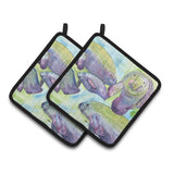 Caroline'S Treasures Manatee Pair Of Pot Holders 8544Pthd, 7.5Hx7.5W, Multicolor
