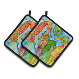 Caroline'S Treasures Seahorse Pair Of Pot Holders 8546Pthd, 7.5Hx7.5W, Multicolor