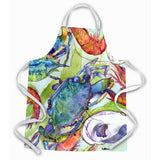 Caroline'S Treasures 8547Apron Crabs Shrimp And Oysters Apron, Large, Multicolor
