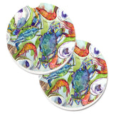 Caroline'S Treasures Crab Set Of 2 Cup Holder Car Coasters 8547Carc, 2.56, Multicolor