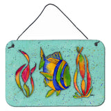 Caroline'S Treasures 8569Ds812 Tropical Fish On Teal Aluminum Metal Wall Or Door Hanging Prints, 8 X 12