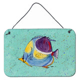 Caroline'S Treasures 8576Ds812 Tropical Fish On Teal Aluminum Metal Wall Or Door Hanging Prints, 8 X 12