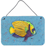 Caroline'S Treasures 8579Ds812 Tropical Fish On Blue Aluminum Metal Wall Or Door Hanging Prints, 8 X 12