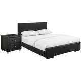 Hindes Upholstered Platform Bed, Black, King With 1 Nightstand