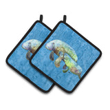 Caroline'S Treasures Manatee Pair Of Pot Holders 8660Pthd, 7.5Hx7.5W, Multicolor
