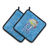 Caroline'S Treasures Jellyfish Pair Of Pot Holders 8682Pthd, 7.5Hx7.5W, Multicolor