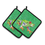 Caroline'S Treasures Frog Pair Of Pot Holders 8688Pthd, 7.5Hx7.5W, Multicolor