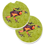 Caroline'S Treasures Frog Set Of 2 Cup Holder Car Coasters 8689Carc, 2.56, Multicolor