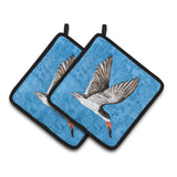 Caroline'S Treasures Bird On Blue Pair Of Pot Holders 8692Pthd, 7.5Hx7.5W, Multicolor