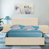 Hindes Upholstered Platform Bed, Beige, King With 2 Nightstands