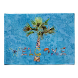 Caroline'S Treasures 8708Plmt Welcome Palm Tree On Blue Fabric Placemat, Multicolor
