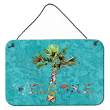 Caroline'S Treasures 8711Ds812 Welcome Palm Tree On Teal Wall Or Door Hanging Prints, 8 X 12, Multicolor