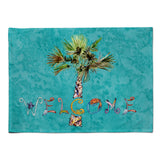 Caroline'S Treasures 8711Plmt Welcome Palm Tree On Teal Fabric Placemat, Multicolor