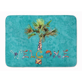 Caroline'S Treasures Welcome Palm Tree On Teal Floor Mat, 19 X 27, Multicolor