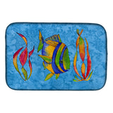 Caroline'S Treasures Tropical Fish And Seaweed On Blue Dish Drying Mat, 14 X 21, Multicolor