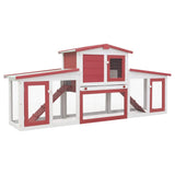 Vidaxl Outdoor Large Rabbit Hutch Red And White 80.3X17.7X33.5 Wood -Used