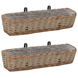 vidaXL Balcony Planter 2 pcs Wicker with PE Lining 31.5