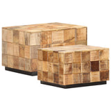 Vidaxl Coffee Tables 2 Pcs With Block Design Rough Mango Wood -Like New