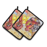 Caroline'S Treasures Lobster With Old Bay Pair Of Pot Holders 8719Pthd, 7.5Hx7.5W, Multicolor