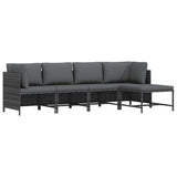 Vidaxl 4 Piece Patio Lounge Set With Cushions Poly Rattan Gray -Like New