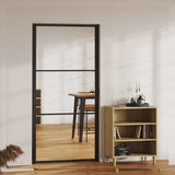 vidaXL Interior Door ESG Glass and Aluminum 40.4x79.3 Black
