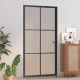vidaXL Interior Door 40.4x79.3 Black Matt Glass and Aluminum