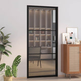 vidaXL Interior Door 36.6x79.3 Black ESG Glass and Aluminum