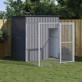 vidaXL Dog House with Run Anthracite 65x98.8x71.3 Galvanized Steel
