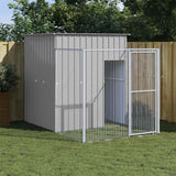vidaXL Dog House with Run Light Gray 65x98.8x71.3 Galvanized Steel