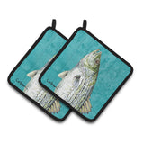 Caroline'S Treasures Striped Bass Fish Pair Of Pot Holders 8720Pthd, 7.5Hx7.5W, Multicolor