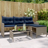 Vidaxl Patio Sofa With Table And Cushions L-Shaped Gray Poly Rattan -Like New