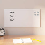vidaXL Wall-mounted Magnetic Board White 23.6x11.8 Tempered Glass