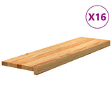 vidaXL Stair Tread Set of 16 Light Brown Solid Oak Wood