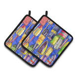Caroline'S Treasures Lobster Bouys Pair Of Pot Holders 8723-3Pthd, 7.5Hx7.5W, Multicolor