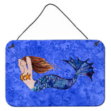 Caroline'S Treasures 8725Ds812 Brunette Mermaid On Blue Wall Or Door Hanging Prints, 8 X 12, Multicolor