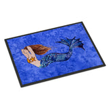 Caroline'S Treasures 8725Jmat Brunette Mermaid On Blue Indoor Or Outdoor Mat, 24 X 36, Multicolor