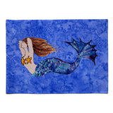 Caroline'S Treasures 8725Plmt Brunette Mermaid On Blue Fabric Placemat, Multicolor