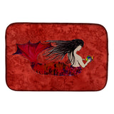 Caroline'S Treasures Black Haired Mermaid On Red Dish Drying Mat, 14 X 21, Multicolor