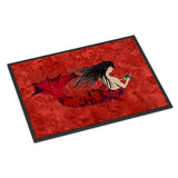 Caroline'S Treasures 8726Jmat Black Haired Mermaid On Red Indoor Or Outdoor Mat, 24 X 36, Multicolor