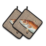Caroline'S Treasures Red Fish Pair Of Pot Holders 8736Pthd, 7.5Hx7.5W, Multicolor