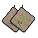 Caroline'S Treasures Christmas Tree Fleur De Lis Pair Of Pot Holders 8745Pthd, 7.5Hx7.5W, Multicolor