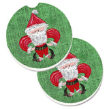 Caroline'S Treasures Christmas Santa Fleur De Lis Set Of 2 Cup Holder Car Coasters 8746Carc, 2.56, Multicolor
