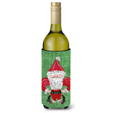Christmas Santa Fleur De Lis On Faux Burlap Wine Bottle Beverage Insulator Beverage Insulator Hugger