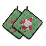 Caroline'S Treasures Christmas Santa Fleur De Lis Pair Of Pot Holders 8746Pthd, 7.5Hx7.5W, Multicolor