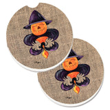 Caroline'S Treasures Halloween Pumpkin Bat Fleur De Lis Set Of 2 Cup Holder Car Coasters 8748Carc, 2.56, Multicolor